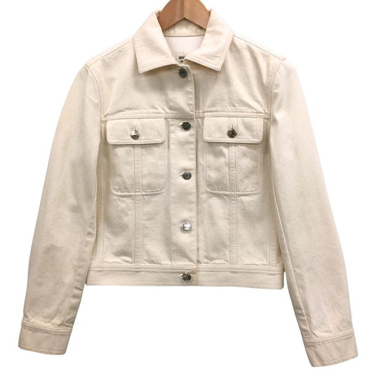 中古◆エルメス デニムジャケット セリエボタン ホワイト レディース サイズ34 HERMES 【AFB32】