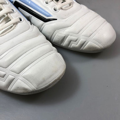 プラダ ドライビングシューズ レザー 505 ホワイト×ブルー レディース サイズ36.5 PRADA 約23.5cm【AFC42】