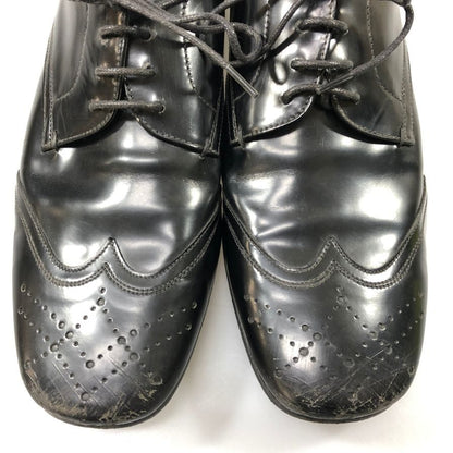 プラダ レザーシューズ ウイングチップ ガラスレザー 2EA 051 メンズ ブラック サイズ8 PRADA 約26.5cm【AFC50】