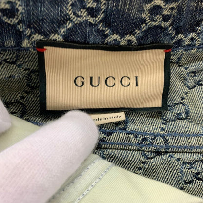 極美品◆グッチ スカート 678789 GG柄 デニム レディース サイズ36 ブルー系 GUCCI 【AFB12】