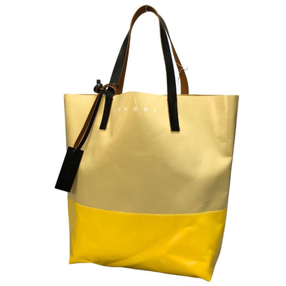 マルニ トライベッカ PVC ショッピングバック バイカラー ホワイト×イエロー MARIN【AFE5】