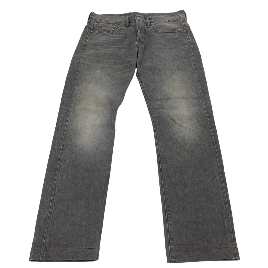 ダブルアールエル ラルフローレン デニムパンツ ストレート 革パッチ ボタンフライ グレー メンズ サイズ W29 L30 RRL RALPH LAUREN 【AFB39】