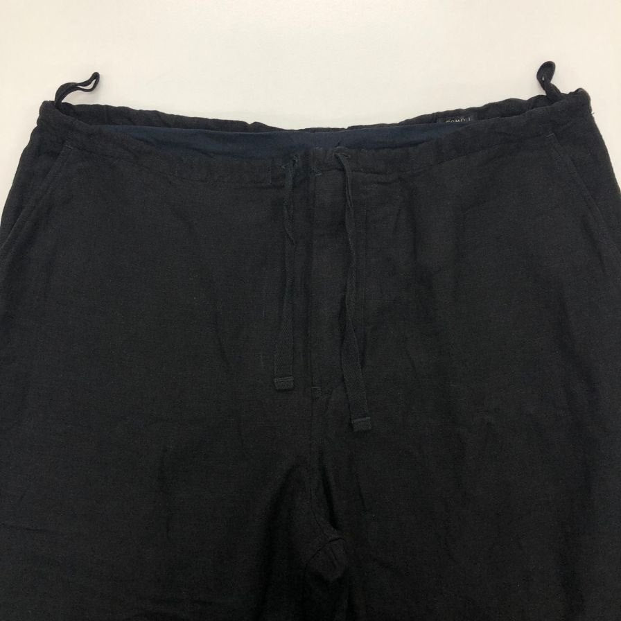コモリ 19SS ヴィスコースリネン ドローストリングパンツ P01-03007 メンズ サイズ1 ブラック COMOLI 【AFB16】