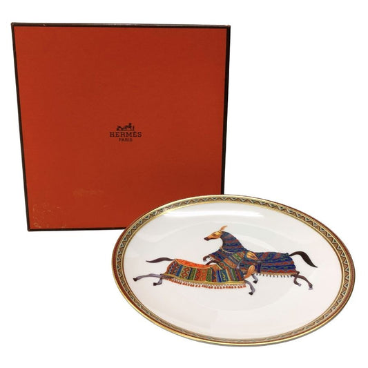 エルメス プレート シュヴァルドリアン ホース ホワイト 約17㎝ HERMES【AFI28】【中古】