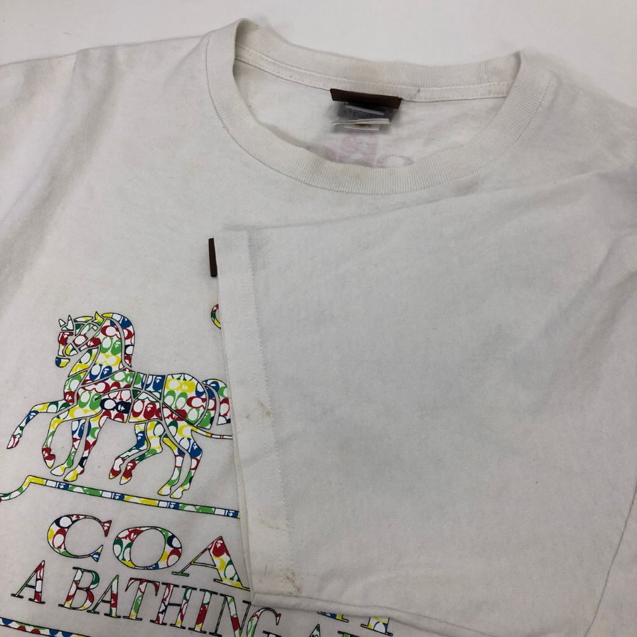 美品◆コーチ×アベイシングエイプ  半袖プリントTシャツ ホワイト サイズL メンズ COACH×A BATHING APE 【AFB46】