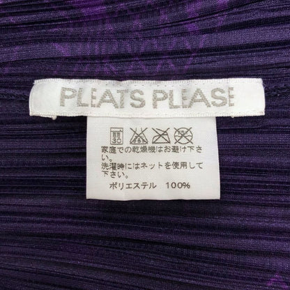 美品◆プリーツプリーズ イッセイミヤケ 長袖カットソー 総柄 パープル レディース サイズ3 PP53-JK671 PLEATS PLEASE ISSEY MIYAKE 【AFB46】