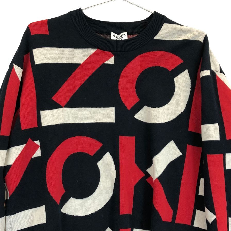 美品◆ケンゾー クルーネックロゴプリントコット ソニット マルチ FA65PU5323SC  KENZO 【AFB9】