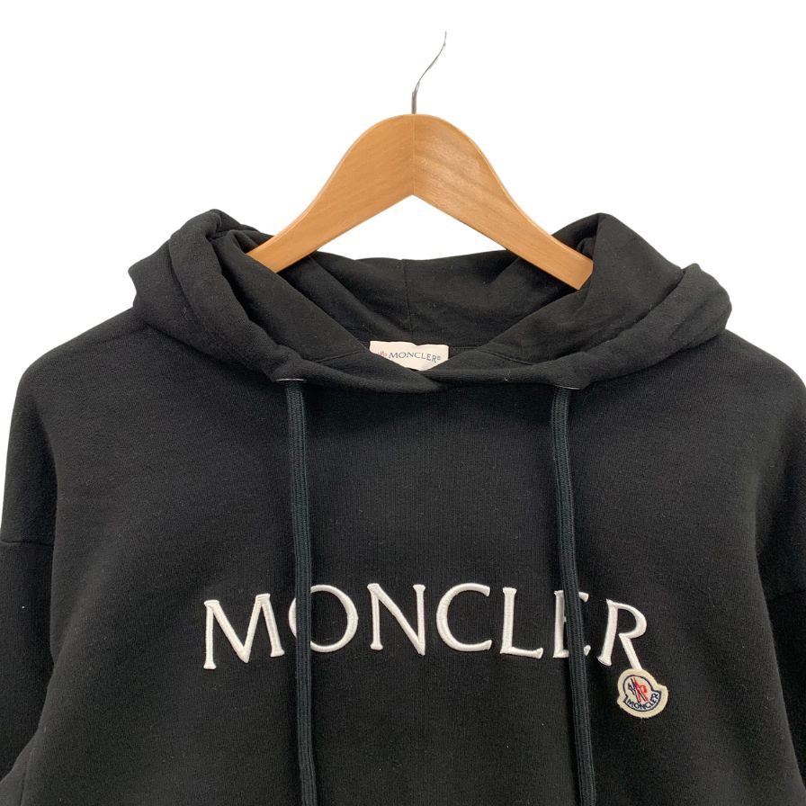 美品◆モンクレール パーカー 刺繍 ロゴ プルオーバー コットン I10938G00016 899WC ブラック メンズ サイズXS MONCLER 【AFA4】