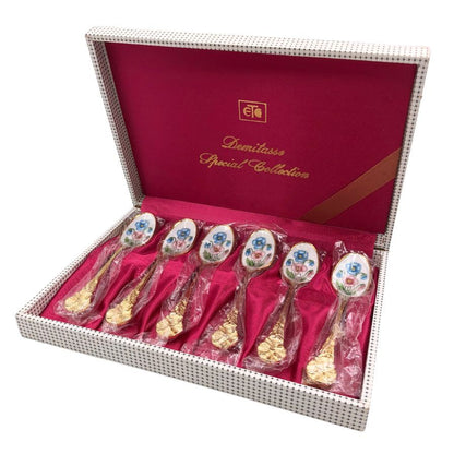 デミタッセ スプーンセット 花柄 ゴールド DEMITASSE【AFI26】【中古】