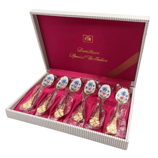 デミタッセ スプーンセット 花柄 ゴールド DEMITASSE【AFI26】【中古】