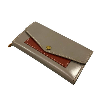 グレンロイヤル 長財布 二つ折り財布 フラップボタン ブライドルレザー グレー系 ゴールド金具 GLENROYAL【AFB54】