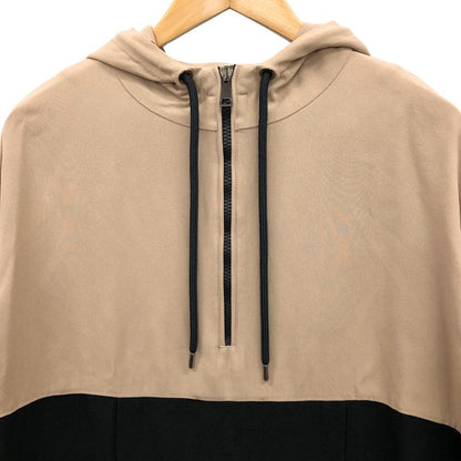 美品◆モンクレール 21AW プルオーバーパーカー CAMICIA アセテート×レーヨン レディース サイズ40 ブラック×ベージュ G20932F00003 MONCLER 【AFB50】