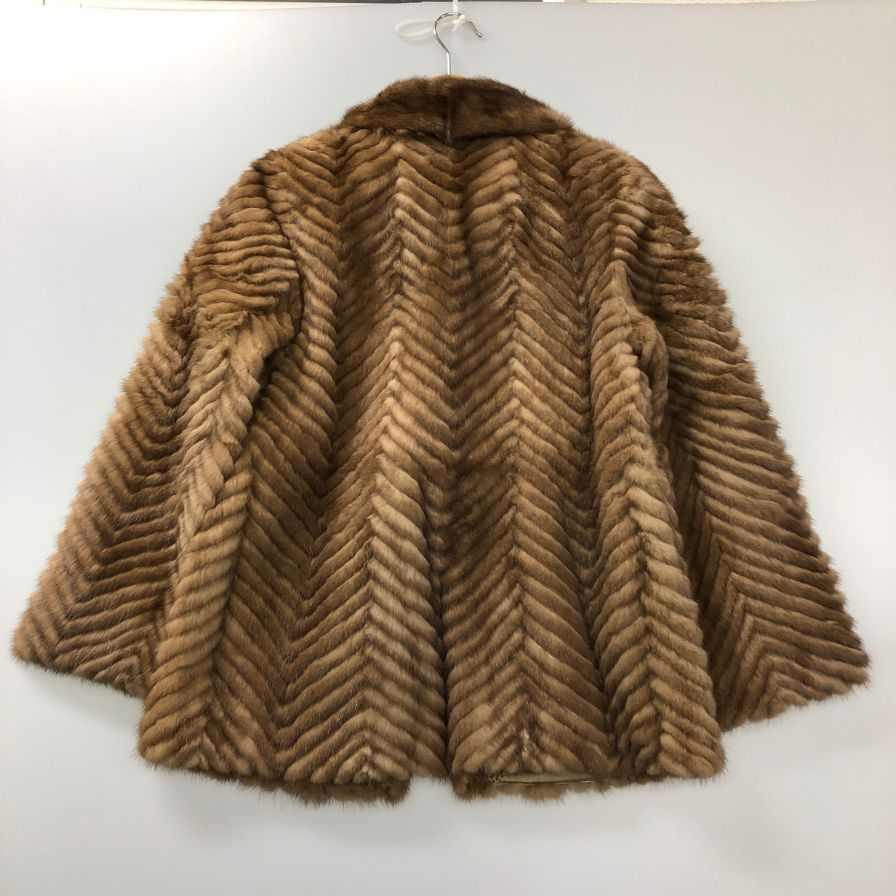 サガミンク 銀サガ  コート ハーフ丈 ブラウン レディース サイズ6 ベージュ系 SAGA MINK【AFG1】