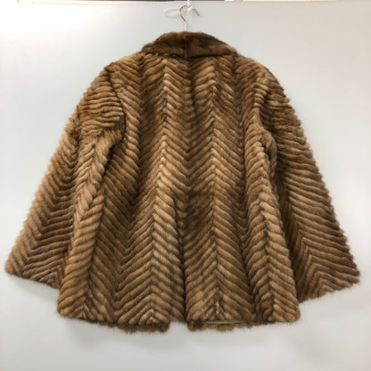 サガミンク 銀サガ  コート ハーフ丈 ブラウン レディース サイズ6 ベージュ系 SAGA MINK【AFG1】