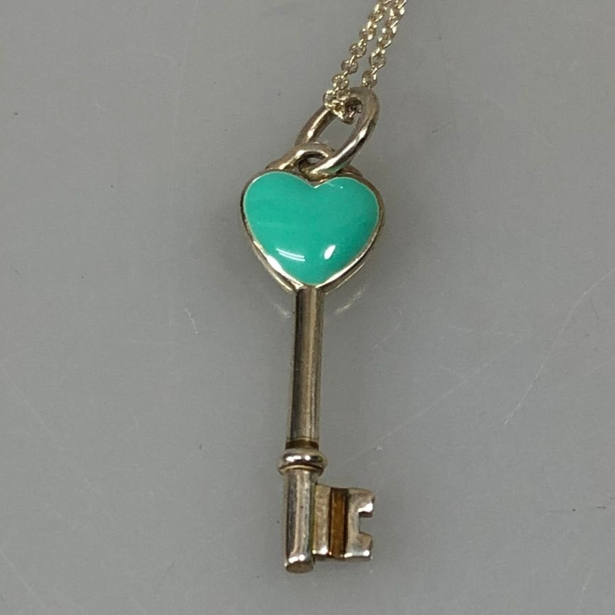 ティファニー ハートキー ネックレス ブルーシルバー925 3.2g Tiffany & Co.【AFI25】