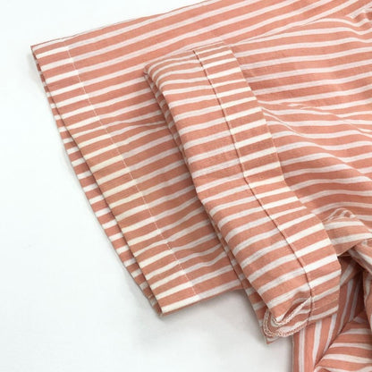 中古◆メゾンキツネ ストライプ 半袖開襟シャツ メンズ サイズM オレンジ MAISON KITSUNE 【AFB35】