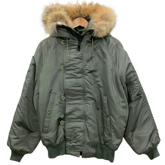 美品◆スピワック フライトジャケット N-2B ボア フード メンズ サイズ40 カーキ SPIEWAK 【AFB52】