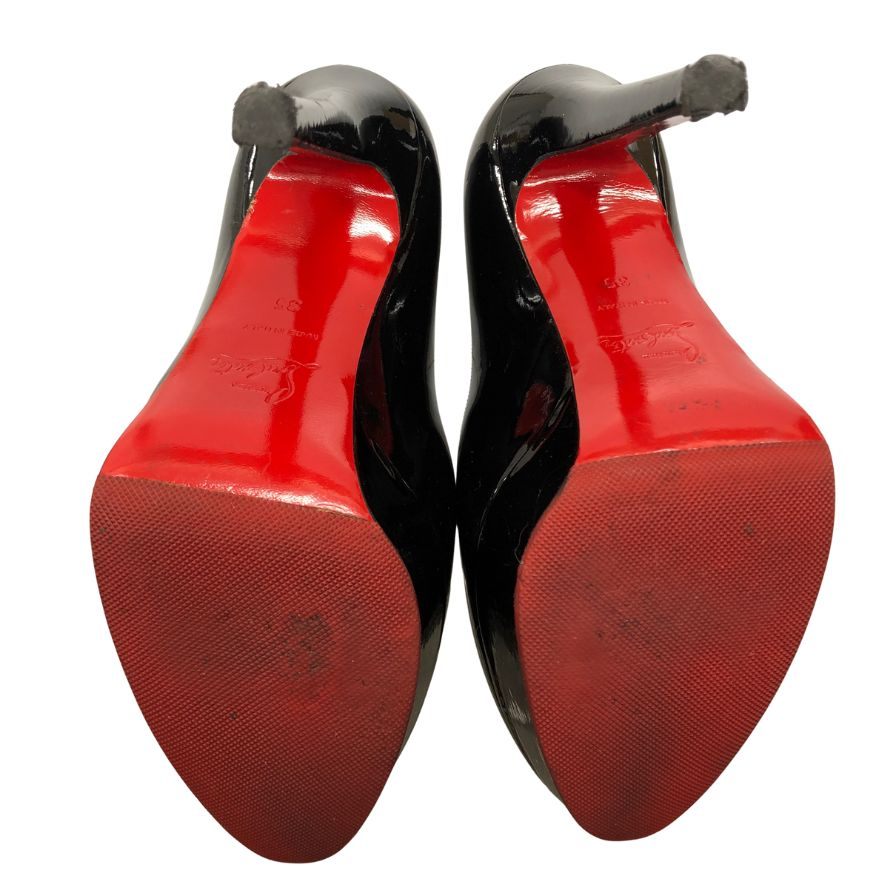 ルブタン ラウンドトゥ ハイヒール パテントレザー ブラック サイズ35 Christian Louboutin 約21.5cm【AFD1】