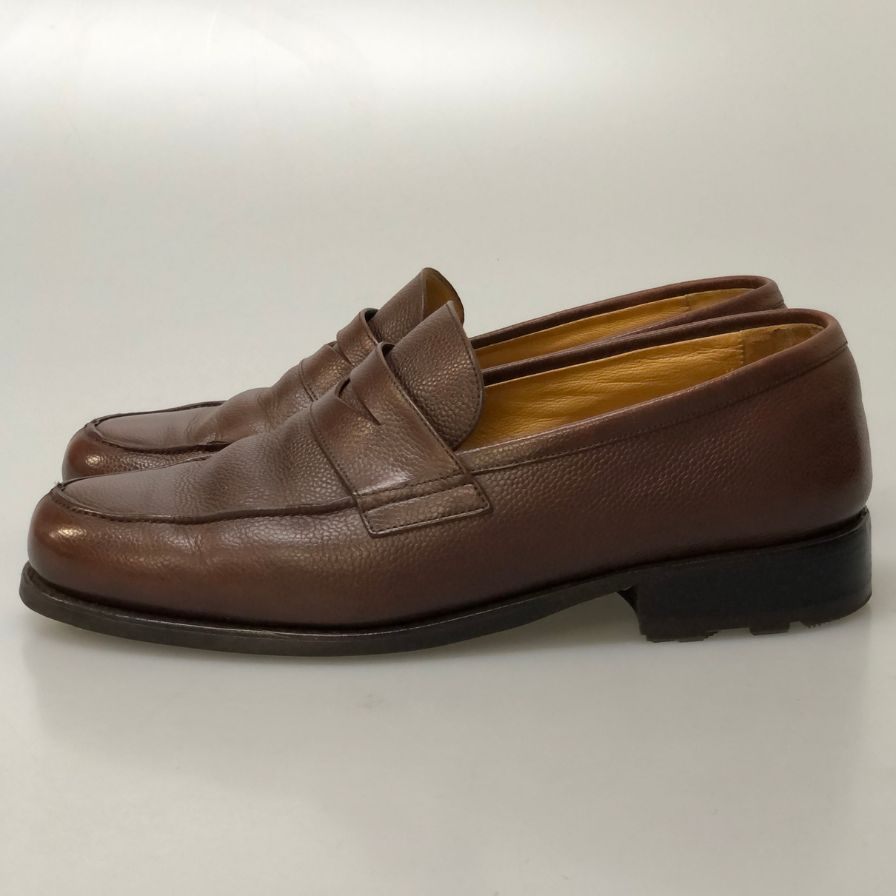 パラブーツ レザーシュ―ズ コインローファー アドニス シボ革 マロン UK8 Paraboot 約26.5cm【AFD13】