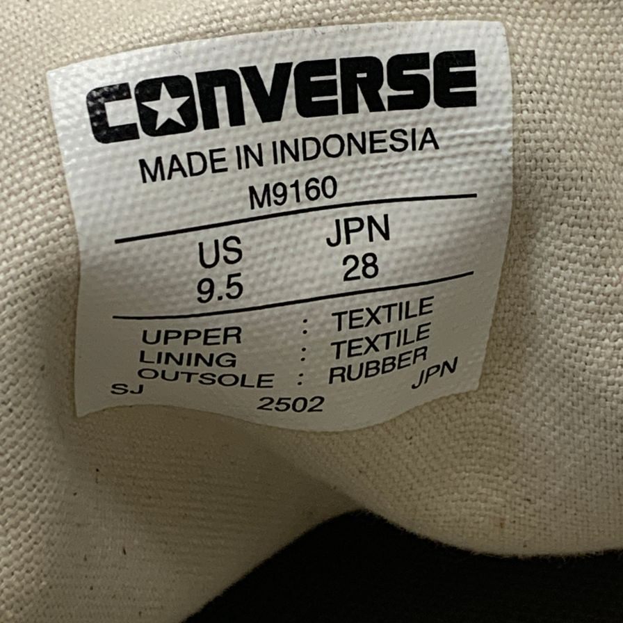 コンバース スニーカー M9160 ハイカット メンズ ブラック 28cm CONVERSE 約28.0cm【AFC4】