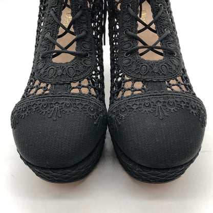 クリスチャン ディオール エンブロイダリー メッシュ ブーティ 2023 レディース サイズ38.5 ブラック Christian Dior 約25.5cm【AFC6】