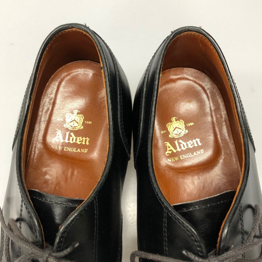 オールデン レザーシューズ Vチップ 961 カーフ ブラック サイズUS7.5D ALDEN ビジネスシューズ 約25.5cm【LA】【中古】
