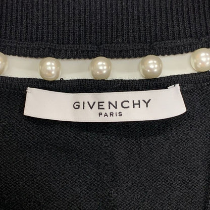 極美品◆ジバンシィ カーディガン フェイクパールあしらい シルク＆カシミア混 17AW レディース サイズL ブラック GIVENCHY 【AFB20】