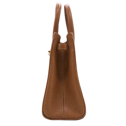 ローマ イタリー レディース レザーハンドバッグ ケリー風 ブラウン ROMA ITALY【AFE8】