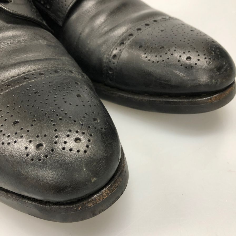 ユニオンインペリアル レザーシューズ プレミアム セミブローグ パンチドキャップトゥ U1541 カーフ メンズ ブラック サイズ8.5 UNIONIMPERIAL 約27.0cm【AFC6】