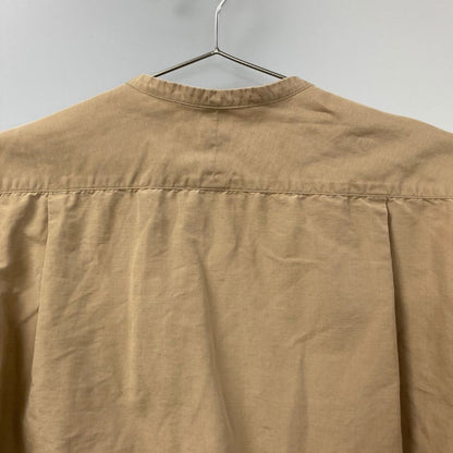 中古◆シンヤ バンドカラー 長袖シャツ 日本製 リネン混 メンズ サイズ3 ブラウン SHINYA 【AFB28】