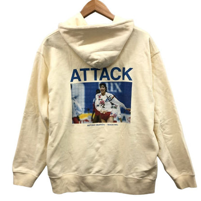美品◆スナックエヌジーエル  プルオーバーパーカー プリント サイズL メンズ ホワイト フーディ SNACK NGL 【AFB2】