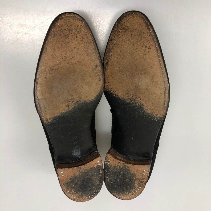 モス レザーシューズ スエード オックスフォード 2アイレット サイズ8.5 ブラック MOSS BROS 約27.0cm【AFC35】