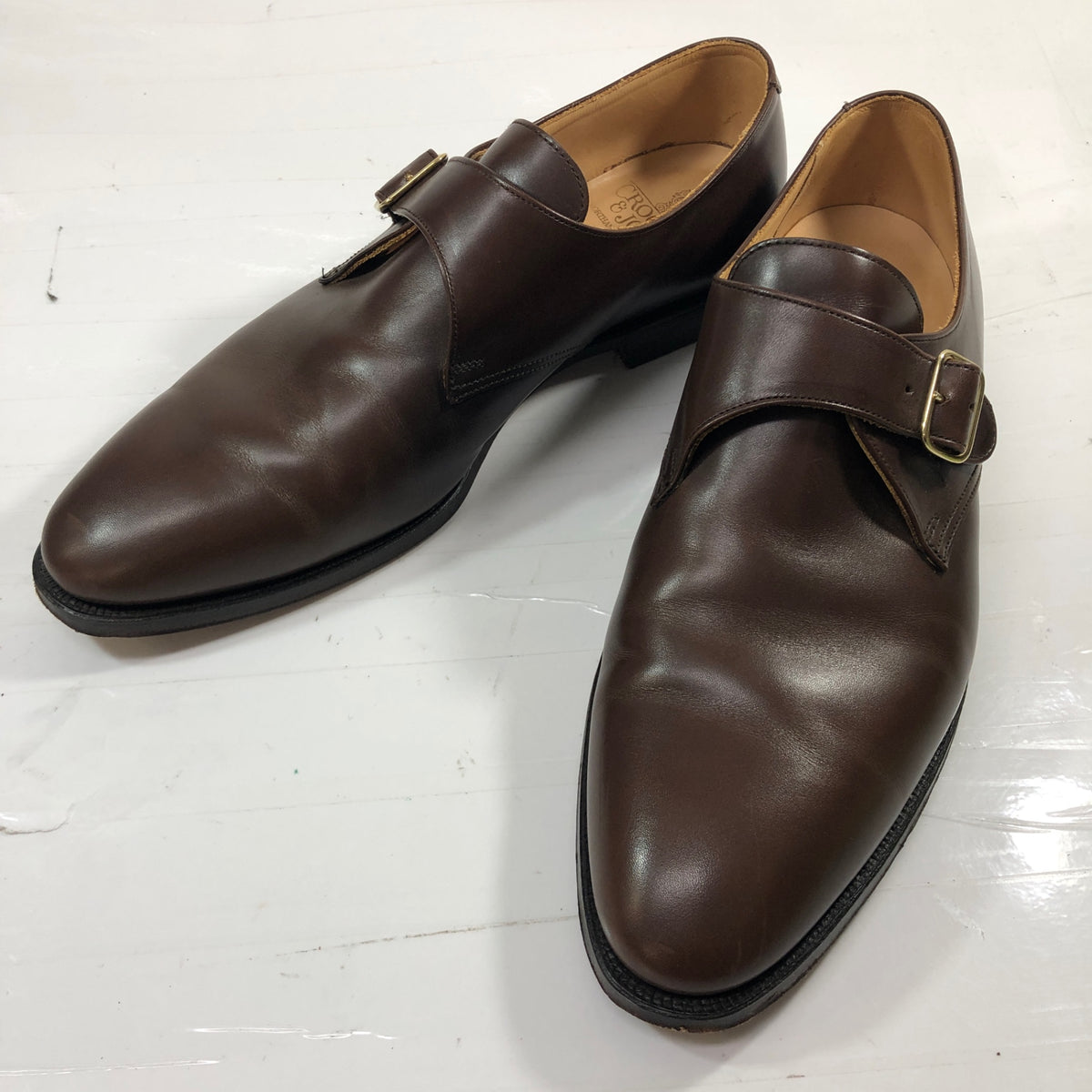 クロケット&ジョーンズ マルバーン シングルモンク カーフ ブラウン UK9.5E メンズ CROCKETT&JONES MALVERN ビジネスシューズ 約28.0cm【LA】【中古】