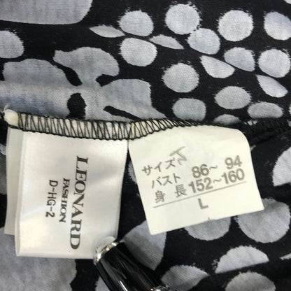 美品◆レオナール ワンピース モノトーン 総柄 レディース サイズL LEONARD 【AFB3】