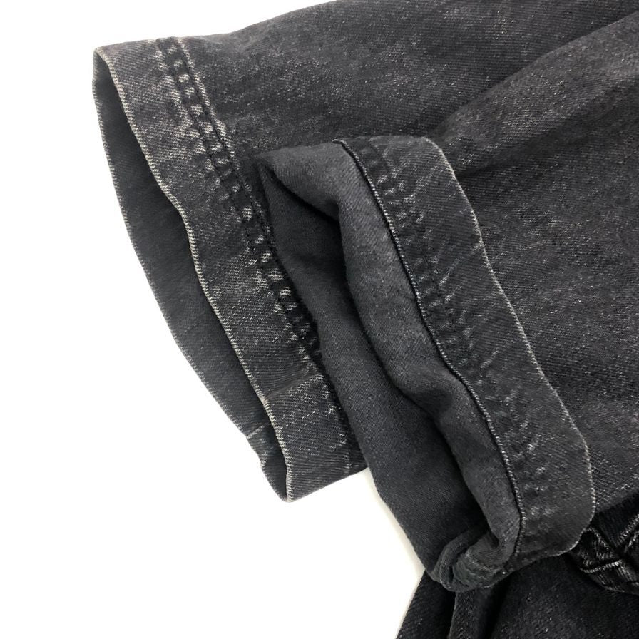 美品◆ディーゼル デニム 半袖シャツ Dロゴ刺繍 メンズ サイズS ブラック DIESEL 【AFB34】