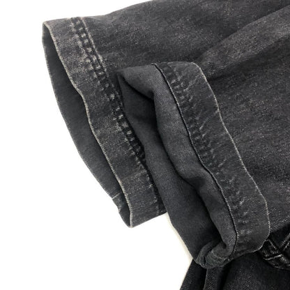美品◆ディーゼル デニム 半袖シャツ Dロゴ刺繍 メンズ サイズS ブラック DIESEL 【AFB34】