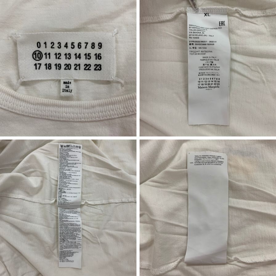 美品◆メゾンマルジェラ10 Tシャツ ロゴ S50GC0669 サイズXL メンズ オフホワイト Martin Margiela 【AFB3】