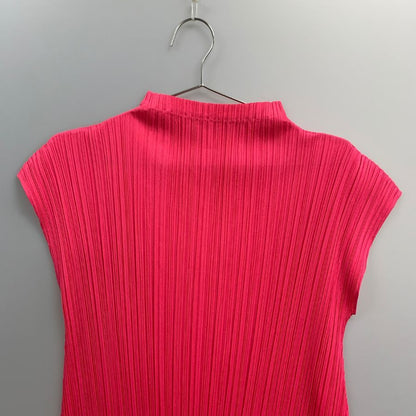 美品◆プリーツプリーズ イッセイミヤケ ノースリーブ ワンピース PP71-JT163 ピンク サイズ4 PLEATS PLEASE 【AFB26】
