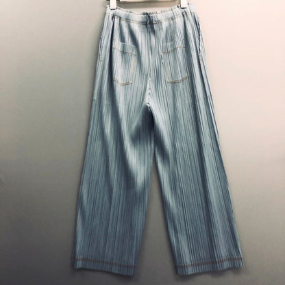 プリーツプリーズ イッセイミヤケ ワイド パンツ PP21-JF653 ブルー サイズ4 PLEATS PLEASE 【AFB13】