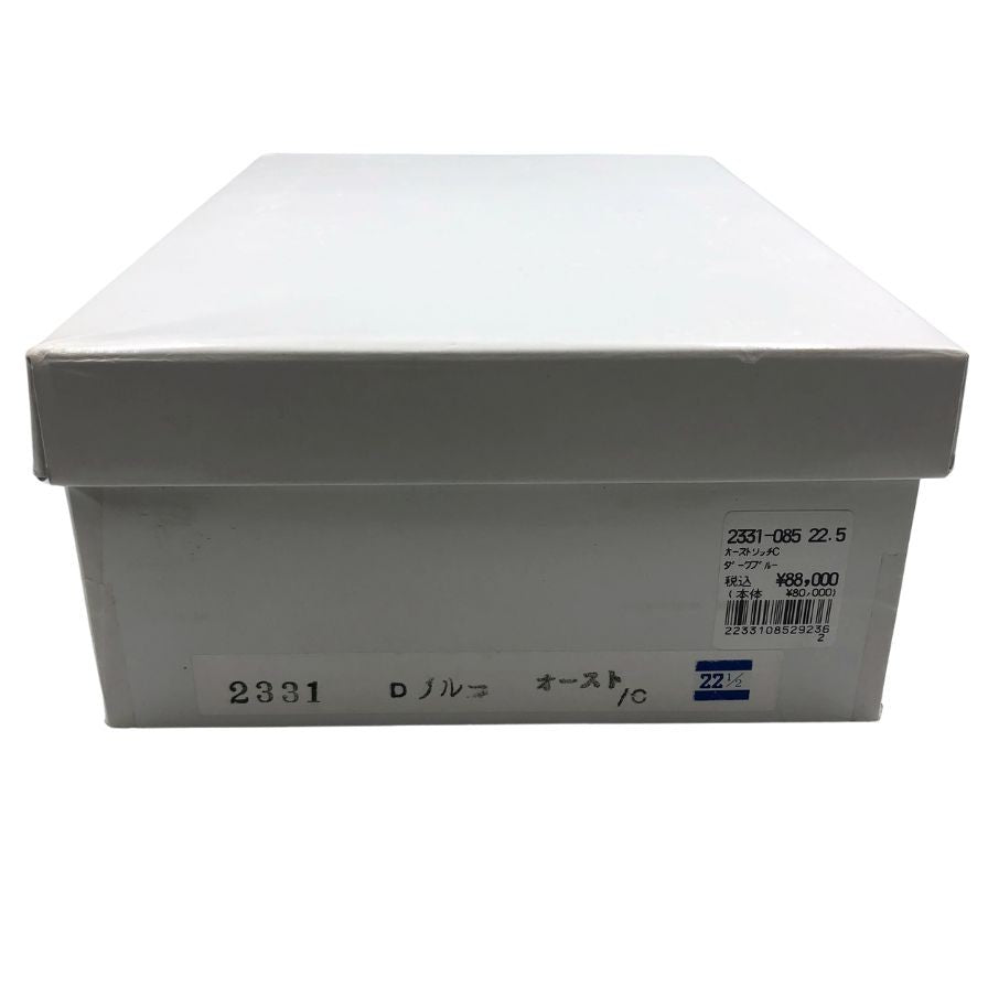 新宿屋 レザースニーカー オーストリッチ 2331-085 ネイビー×ブラック 22.5cm レディース shinjukuya 約22.5cm【7-5】