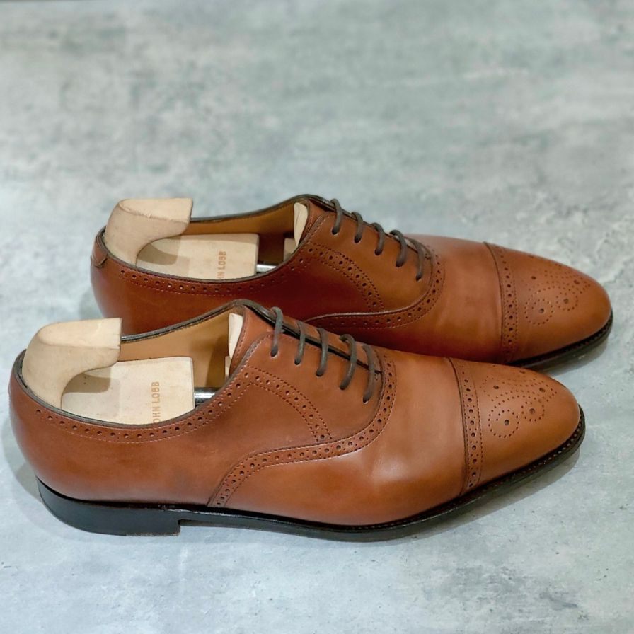 ジョンロブ レザーシューズ ソーントン SAUNTON カーフ 7000ラスト ライトブラウン サイズUK6E JOHN LOBB ビジネスシューズ 約24.5cm【LA】【中古】