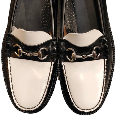 ジーエイチバス リンカーンモックビットローファー サイズ8.5 メンズ ブラック ホワイト G.H.Bass&Co. WEEJUNS LINCOLN MOC BIT LOAFER ローファー 約26.5cm【LA】【中古】