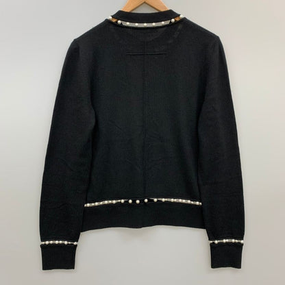 極美品◆ジバンシィ カーディガン フェイクパールあしらい シルク＆カシミア混 17AW レディース サイズL ブラック GIVENCHY 【AFB20】