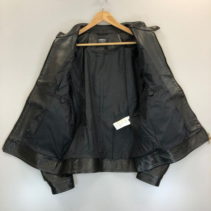 極美品◆エンメティ シングルライダースジャケット ジップアップ ラムスキン ブラック サイズ52 EMMETI 【AFG1】