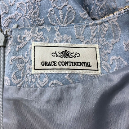 美品◆グレースコンチネンタル ノースリーブワンピース ビジュー装飾 レースデザイン ブルー レディース サイズ36 GRACE CONTINENTAL 【AFB47】