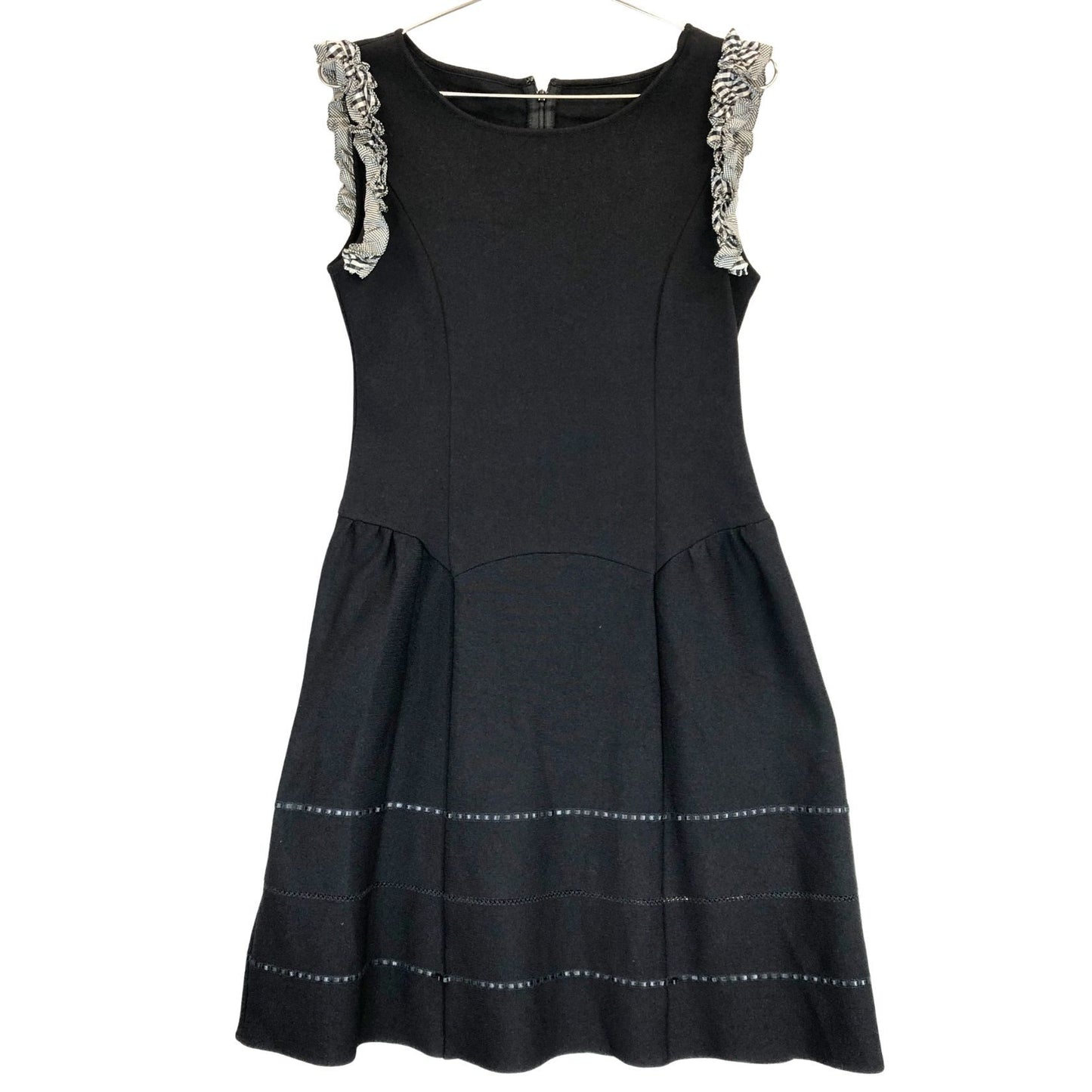 美品◆ルネ ワンピース ノースリーブ フリル 6332370 ブラック レディース サイズ38 Rene 【AFB5】