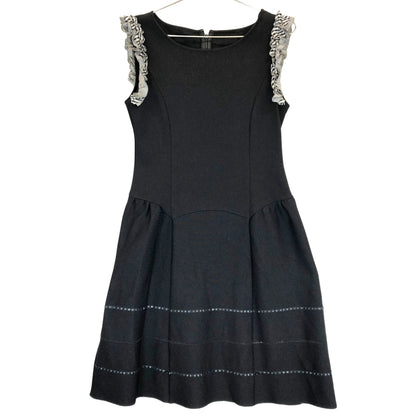 美品◆ルネ ワンピース ノースリーブ フリル 6332370 ブラック レディース サイズ38 Rene 【AFB5】