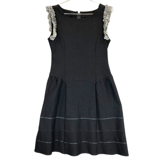 美品◆ルネ ワンピース ノースリーブ フリル 6332370 ブラック レディース サイズ38 Rene 【AFB5】