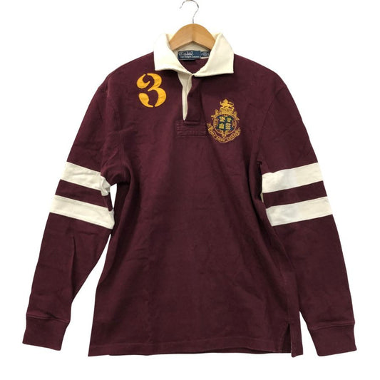 中古◆ポロラルフローレン ポロシャツ ラガーシャツ カスタムフィット ボルドー系 メンズ サイズL POLO RALPH LAUREN 【AFB22】