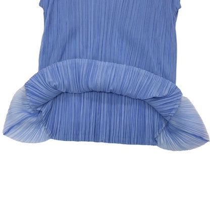 美品◆プリーツプリーズ イッセイミヤケ 半袖カットソー ブルー レディース サイズ3 PP43-JK542 PLEATS PLEASE ISSEY MIYAKE 【AFB43】